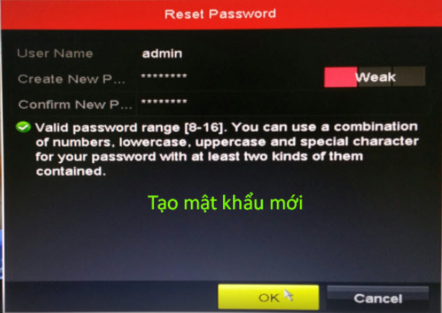 Khôi phục lại mật khẩu ghi Hikvision bằng cách tự tạo file reset mật khẩu trên màn hình trực tiếp