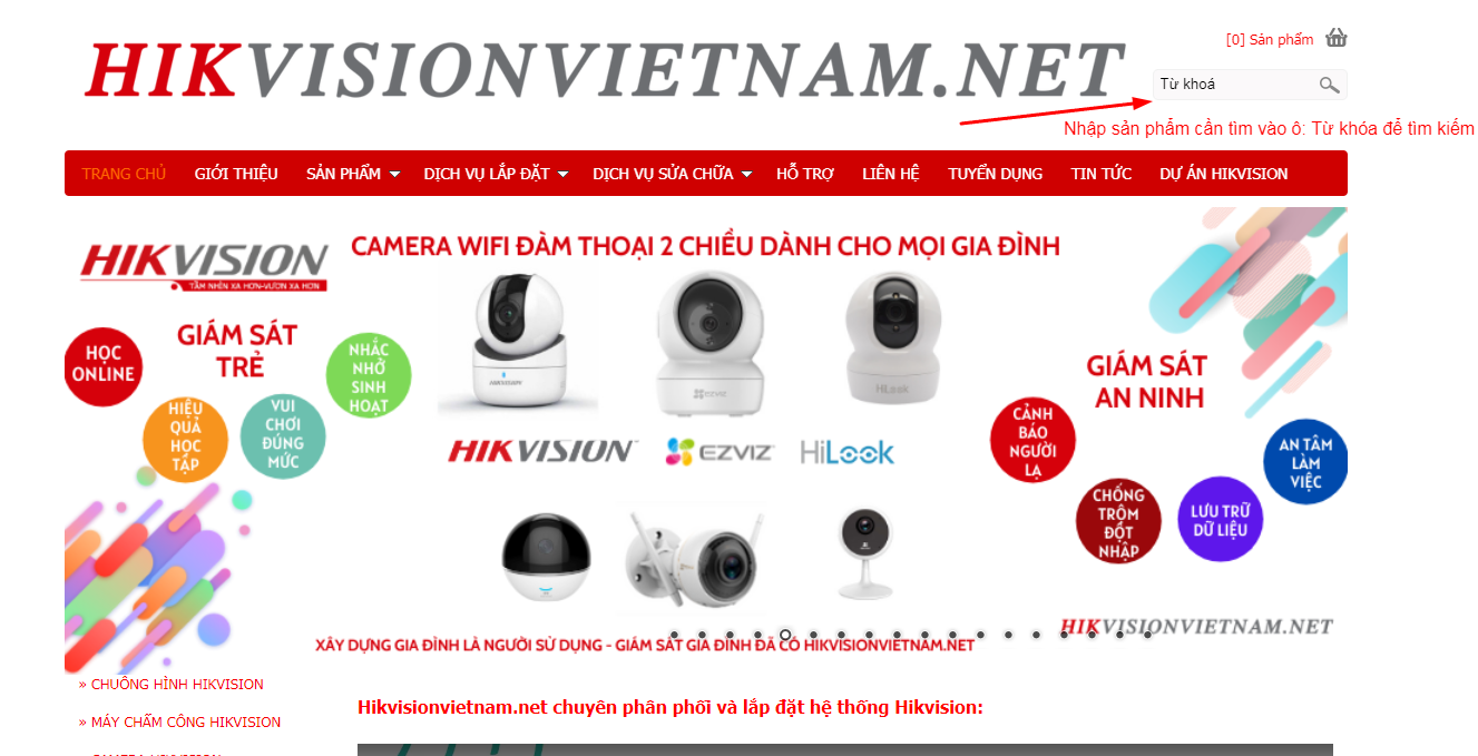 Tìm kiếm sản phẩm camera Hikvision