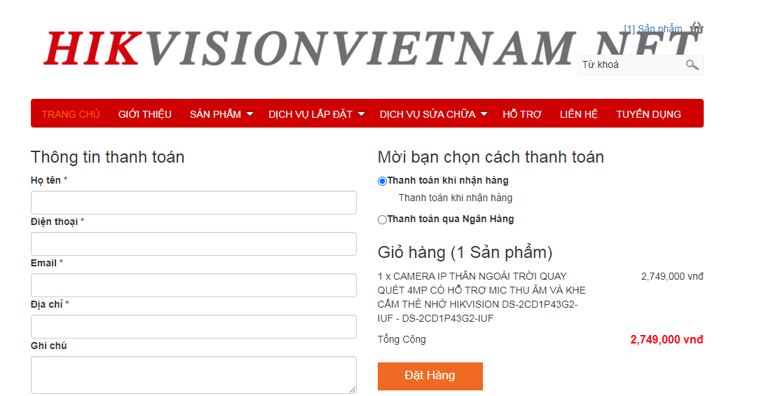 Điền thông tin khách hàng