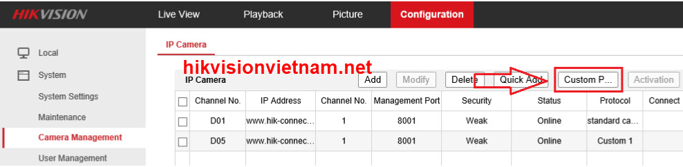 HƯỚNG DẪN ADD CAMERA IP HIKVISION, ĐẦU GHI HIKVISION VÀO ĐẦU GHI IP BẰNG TÊN MIỀN HIKVISION