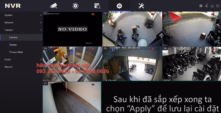 Hướng dẫn sắp xếp thứ tự kênh camera trên đầu ghi IP Hikvision với firmware V4.3