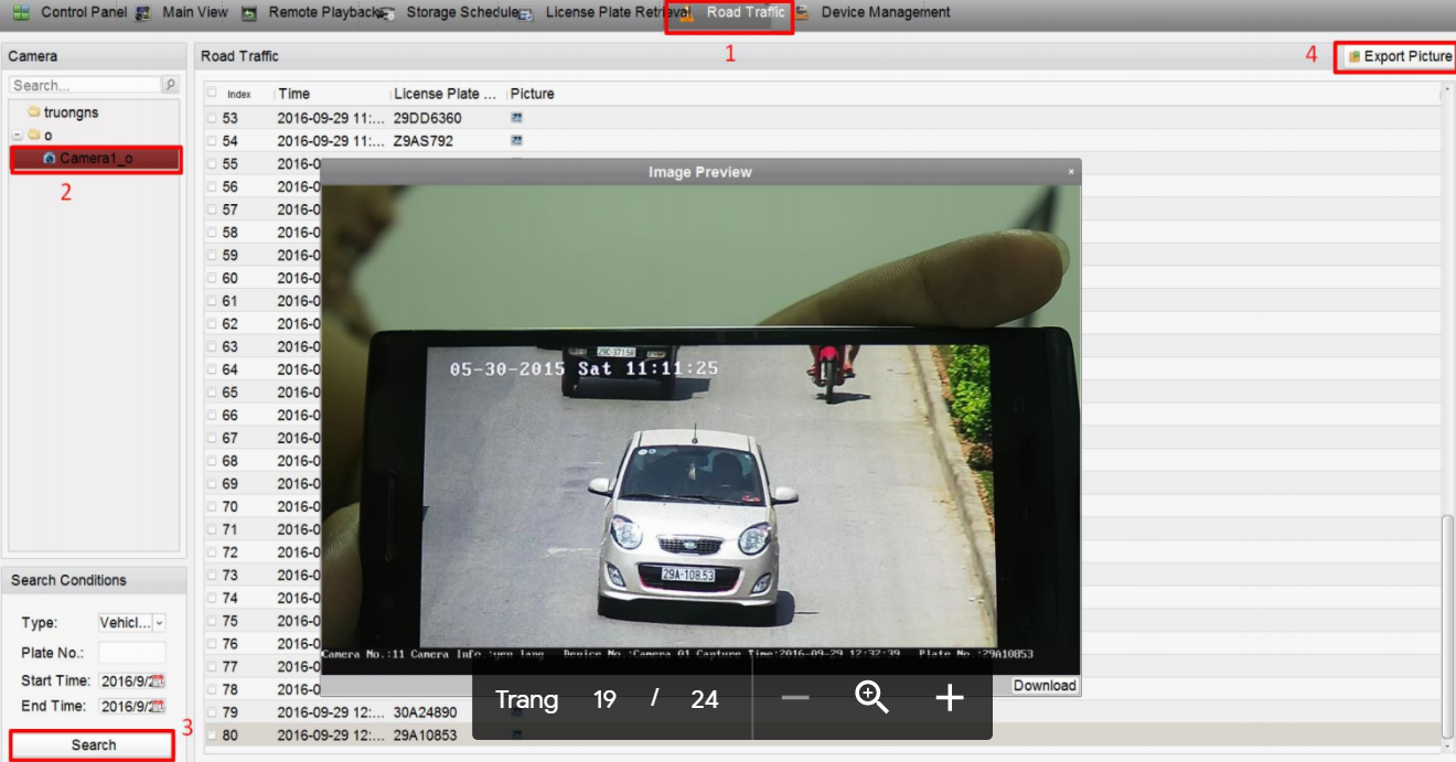 HỆ THỐNG GIÁM SÁT BÃI ĐỖ XE, CHỤP HÌNH, TÌM KIẾM BIỂN SỐ XE CỦA CAMERA HIKVISION