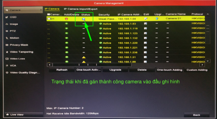 THAO TÁC GÁN CAMERA IP TRÊN MÀN HÌNH ĐẦU GHI HÌNH HIKVISION