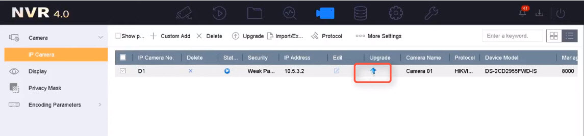 HƯỚNG DẪN CẬP NHẬT FIRMWARE CHO CAMERA IP THÔNG QUA ĐẦU GHI HIKVISION NVR TRÊN MÃN HÌNH TIVI