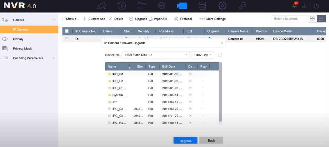 HƯỚNG DẪN CẬP NHẬT FIRMWARE CHO CAMERA IP THÔNG QUA ĐẦU GHI HIKVISION NVR TRÊN MÃN HÌNH TIVI