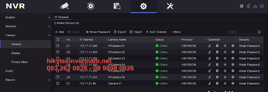 Hướng dẫn sắp xếp thứ tự kênh camera trên đầu ghi IP Hikvision với firmware V4.3