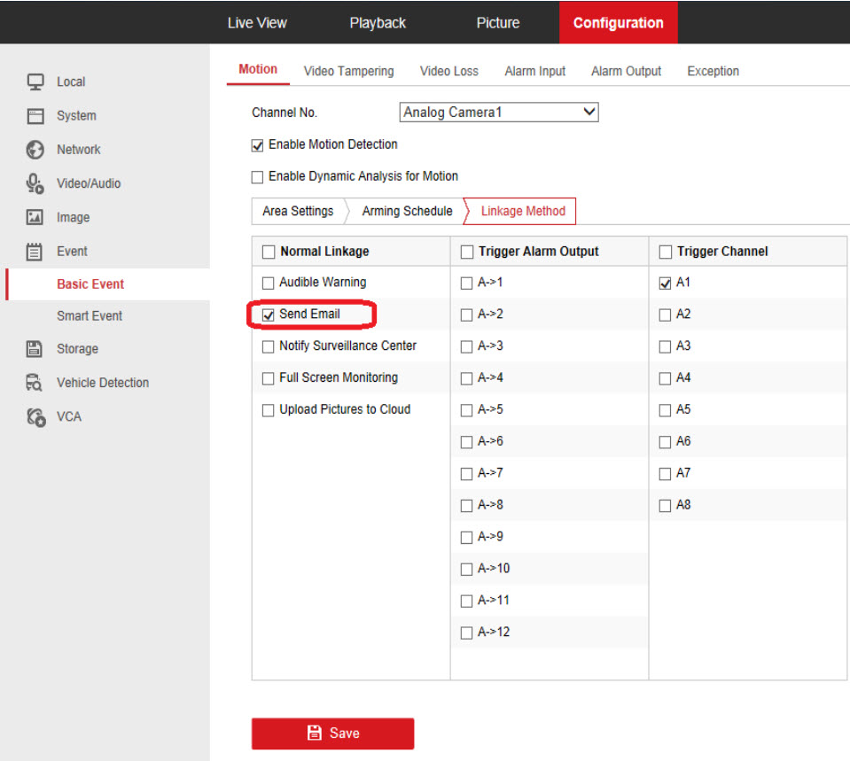 Cách cấu hình gởi cảnh báo qua email trên đầu ghi camera Hikvision