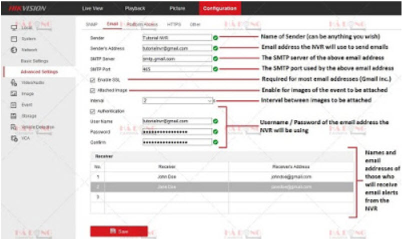 Cách cấu hình gởi cảnh báo qua email trên đầu ghi camera Hikvision