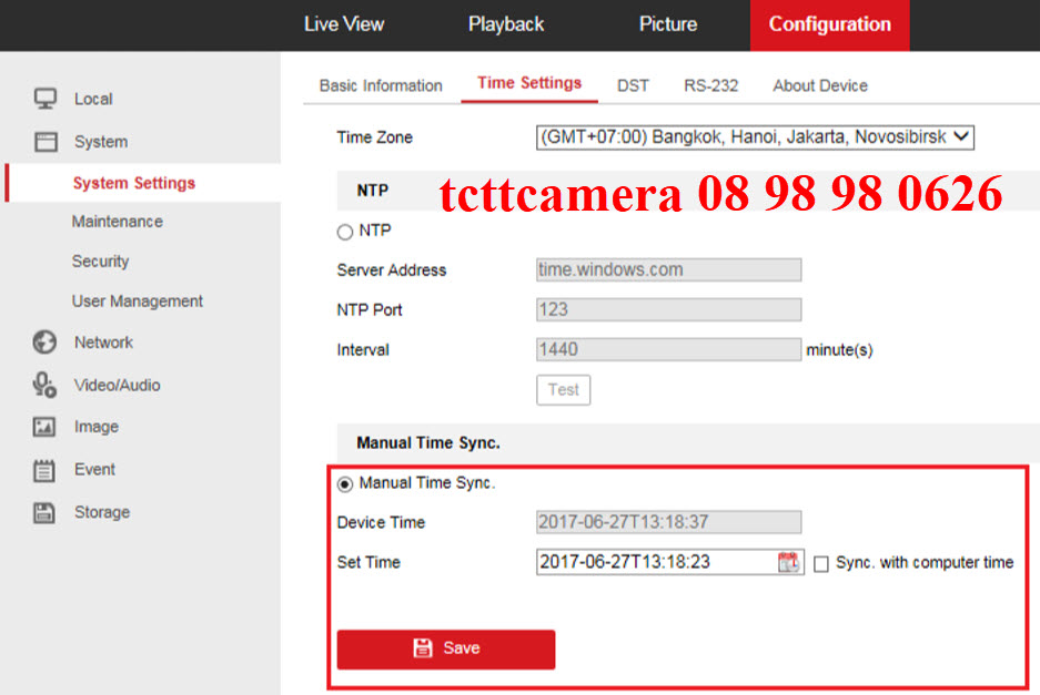 Cài đặt thời gian của thiết bị cho đúng với thời gian thực tế 