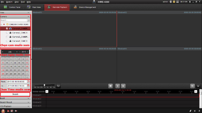 cách xem lại và trích dữ liệu camera trên đầu ghi camera Hikvision trên máy tính, PC, laptop