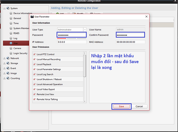 HƯỚNG DẪN ĐỔI MẬT KHẨU ĐẦU GHI CAMERA HIKVISION BẰNG PHẦN MỀM IVMS-4200
